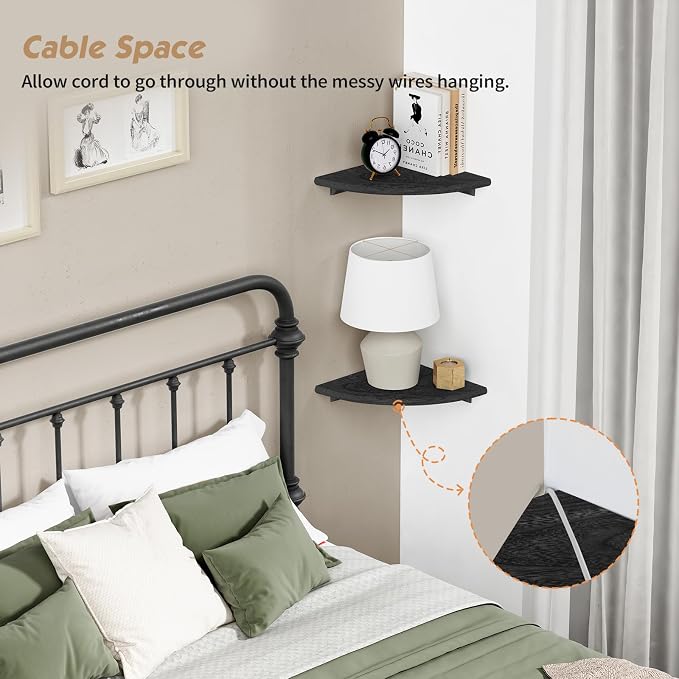 Forbena Black Corner Floating Shelves - Image 5