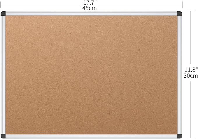 VIZ-PRO Cork Notice Board, 18 X 12 Inches, Cork Bulletin Board - Image 2