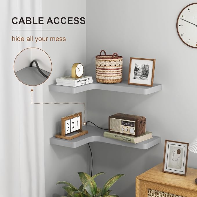 fuqing Corner Floating Shelves, Wall Shelf Set of 3, Shelves - Image 4