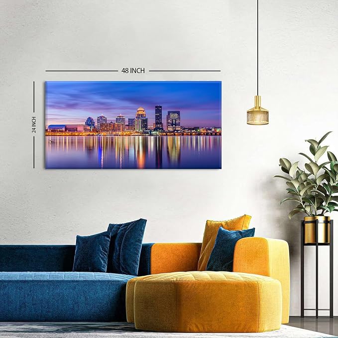 Louisville City Wall Art Sunset Kentucky Decor Colorful Waterfront Park Canvas - Image 6