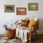 Framed Vintage Western Nature Landscape Wall Art Set of 3, Striped Postcards - Image 8