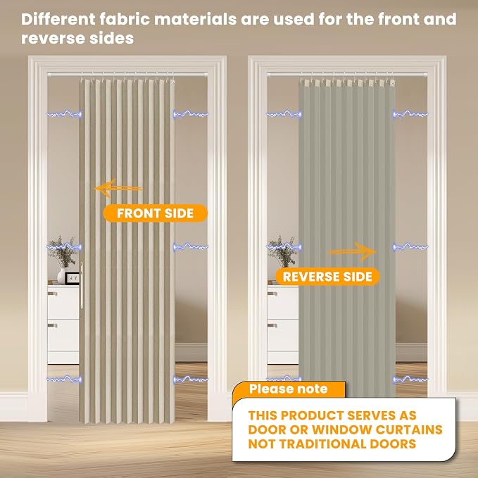 AJAZZ 100% Blackout Folding Door Accordion Door Closet Doors Curtain Invisible - Image 3
