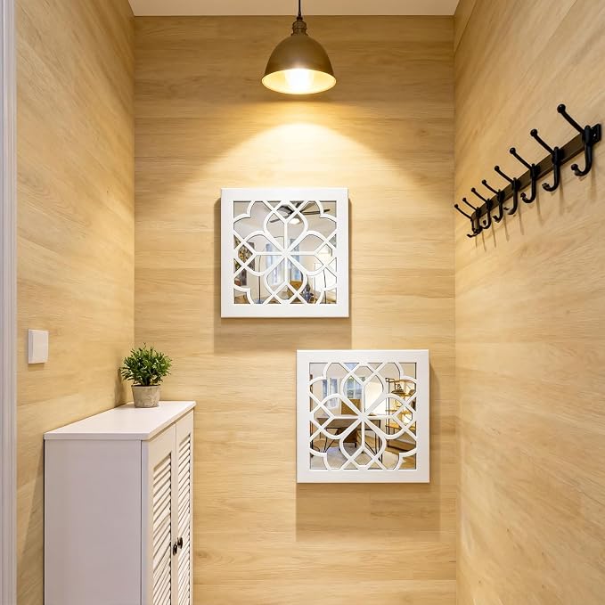 Set of 2 Boho Square Wall Mirrors - Image 4