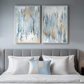 White Framed Blue and Gold Abstract Canvas Wall Art by Cuspin