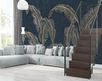 XMPMBM-Modernity Simple Abstraction Banana Leaf Fabric Wallpaper Dark Leaf - Image 3