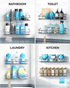 Nieifi Shower Caddy Shelf with Hooks Storage Rack Organizer Adhesive Stainless - Image 8