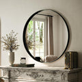 VooBang 24 inch Round Bathroom Mirror, Balck Modern Circle Wall Mounted Mirror by VooBang