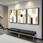 Large Framed Gold Abstract Geometric Wall Art - Image 2