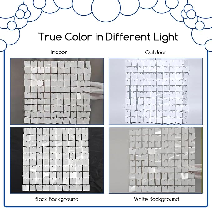 COKAOBE Mirror White Shimmer Wall Backdrop, Photo Backdrops - Image 4