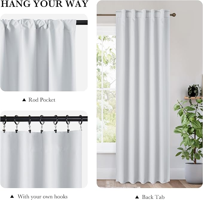 RYB HOME Bedroom Blackout Curtains 80 inches Long, 100% Blackout Thermal - Image 2