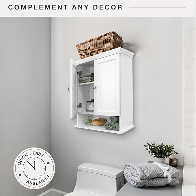 MCS 23x26 White Medicine Cabinet Organizer, Wall Mounted Bathroom Cabinet - Image 3