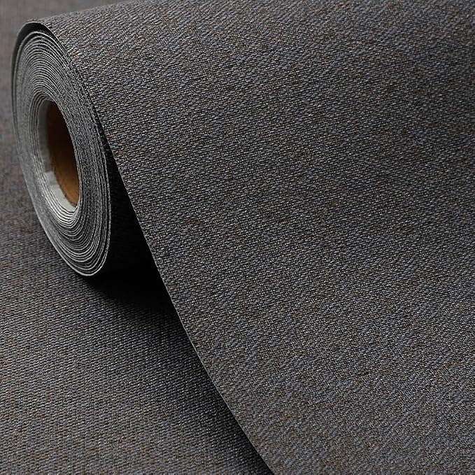 SHUFA Navy Blue Brown Cotton-Like Textured Grasscloth Wallpaper Matte Thick by Unknown