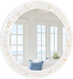 Tanmicoshomy 36 Inch Large Round Mirror, Natural Shell Inlay Framed Large - Image 7