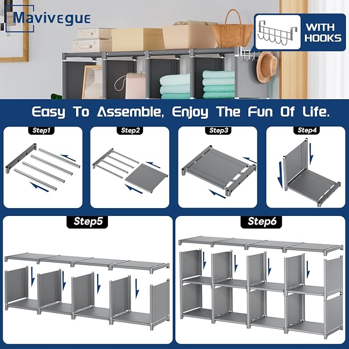 Mavivegue Book Shelf, 16 Cube Storage Organizer, DIY Bookcase, Metal Cube - Image 8