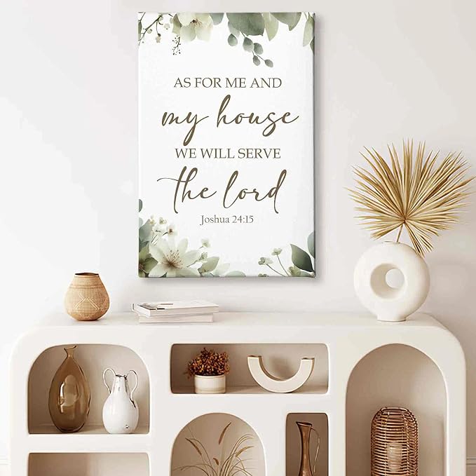 HIWX Christian Wall Decor, as for Me and My House Bible Verses Sage Green - Image 2