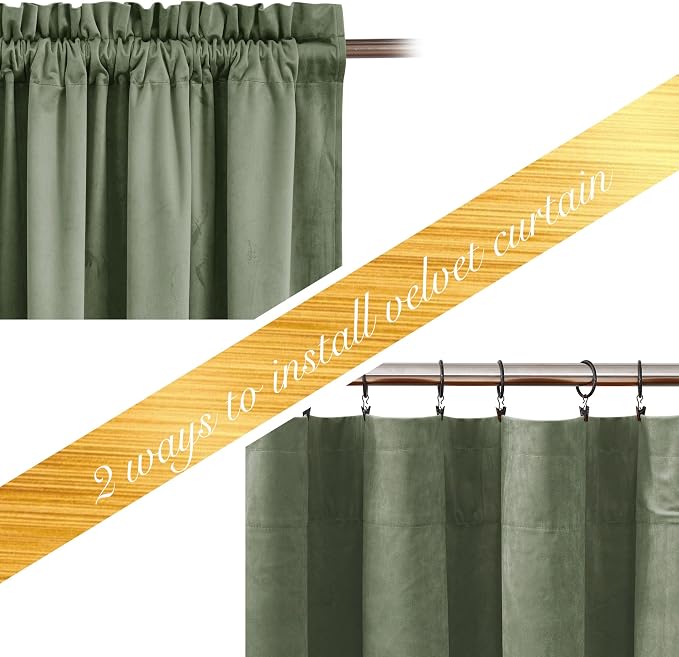 NICETOWN Super Soft Velvet Curtains 63 inches, Sound Reducing Cold Heat - Image 3