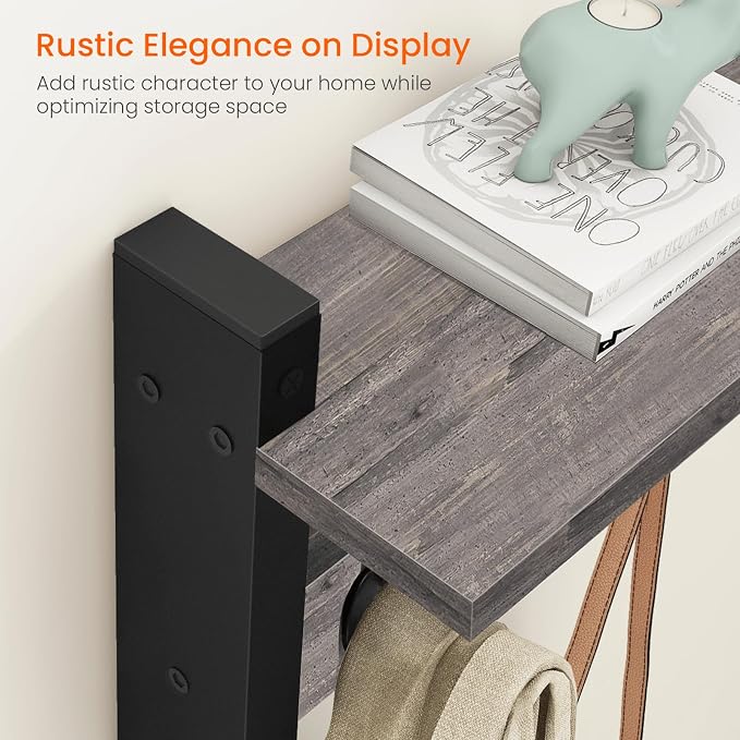 Homode Wall Hooks with Shelf, Coat Rack Wall Mount, Entryway Shelf with Hooks - Image 3