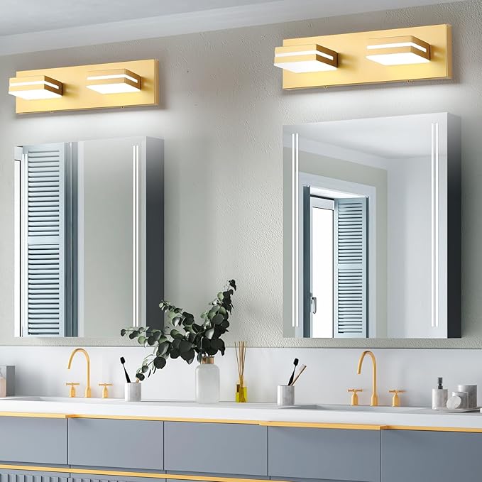SineRise LED Modern Bathroom Vanity Light Fixtures, Matte Gold Modern Acrylic - Image 7