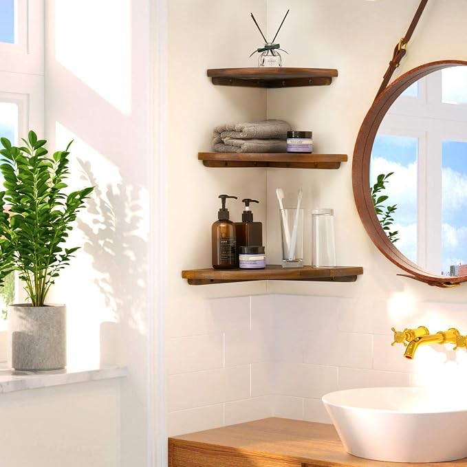 Corner Shelves, Floating Corner Shelf, Round End - Image 6