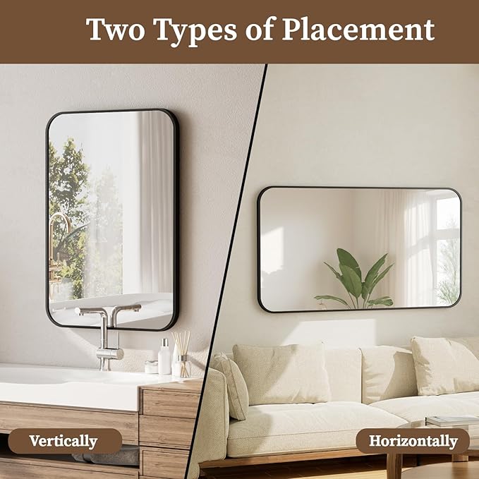 BEAUTYPEAK 20" x 28" Rectangular Aluminum Alloy Frame Wall Mounted Bathroom - Image 4