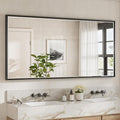 72 x 36 Black Framed Mirror for Bathroom, Beveled Black Bathroom Vanity Mirror by QUEENFUN