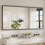 72 x 36 Black Framed Mirror for Bathroom, Beveled Black Bathroom Vanity Mirror by QUEENFUN