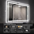 LED Mirror, 55x36 Inch Gradient Front and Backlit Lighted Bathroom Mirror - Image 2