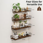 Floating Shelves for Wall, 4 Sets Rustic Wall Mounted Shelves - Image 3
