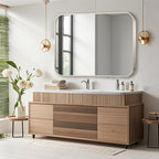 40x30 Inch Brushed Nickel Bathroom Mirror, Framed Rectangle Mirror - Image 2