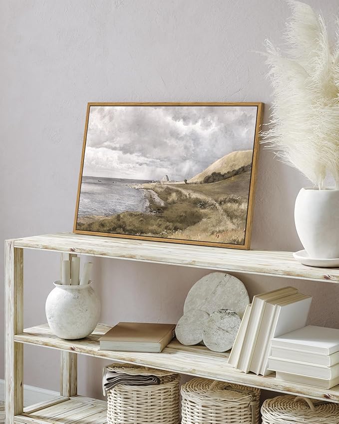 InSimSea Framed Canvas Wall Art Vintage Decor, Coastal Seaside Landscape - Image 3
