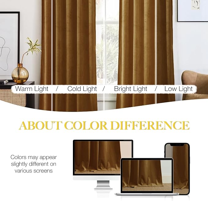 NICETOWN Gold Brown Velvet Curtains - Image 3