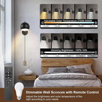 VATONI Wall Sconce with Remote Control, Dimmable Plug in Wall Sconces and - Image 2