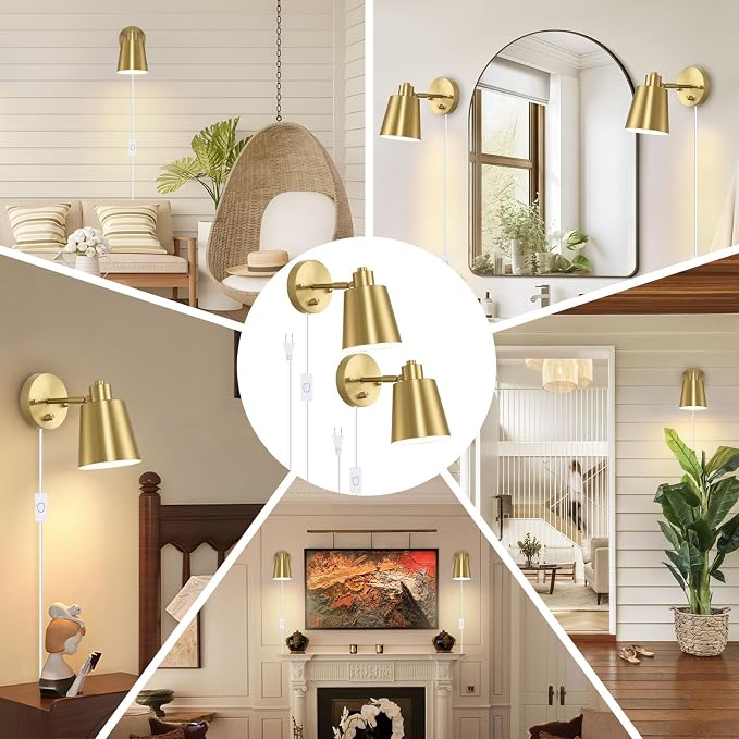 Lomoky Dimmable Wall Sconces Plug in, Adjustable Angle Wall Lamps - Image 7