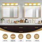 Modern LED Bathroom Lights Fixtures 4-Light, Metal Gold Acrylic Wall Lighting - Image 4