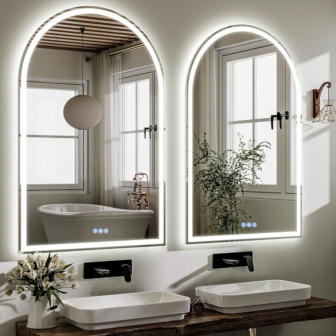 BEAUTYPEAK 48x30 LED Arch Bathroom Mirror - Image 7