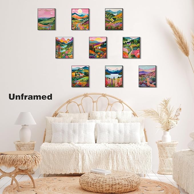 Plant Floral Landscape Wall Art Set of 9, Colorful Abstract Nature Landscape - Image 6