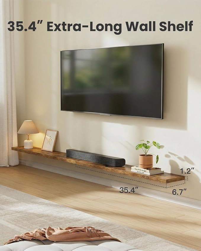 AMADA HOMEFURNISHING 35.4" L Floating Shelves, Wall Shelves Set of 3 - Image 4
