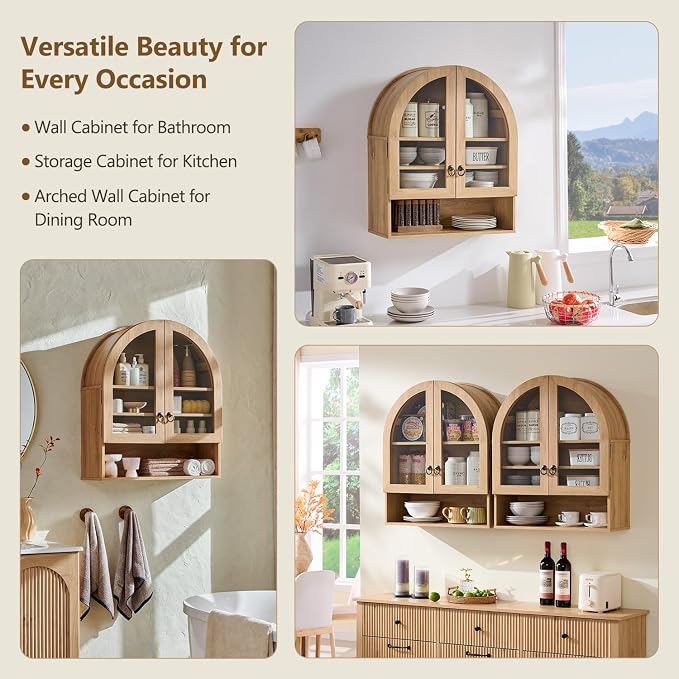 IFGET Bathroom Arched Wall Cabinet, 23.6'' Wide Medicine Cabinet - Image 5
