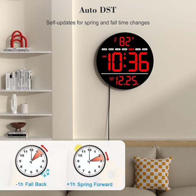 WallarGe Large Digital Wall Clock - Image 4