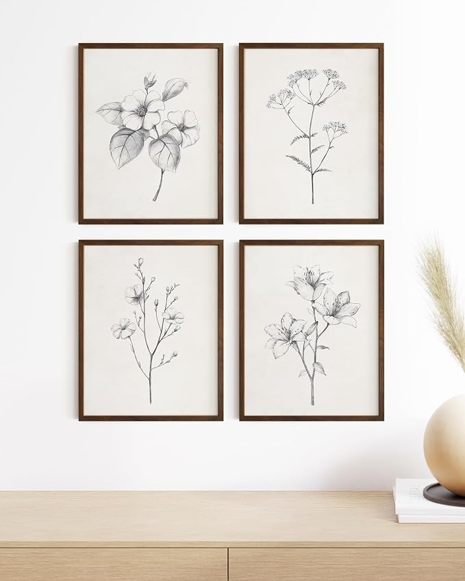 Haus and Hues Grey Floral Wall Art - Image 5