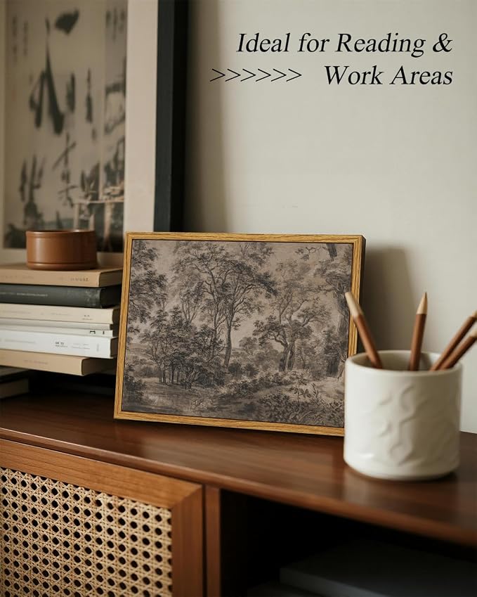 InSimSea Framed Canvas Wall Art, Vintage Wall Decor, Antique Watercolor Country - Image 3