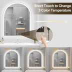 Arched LED Mirror for Bathroom 30"x36", 3 Color Changing, Touch Sensor - Image 4