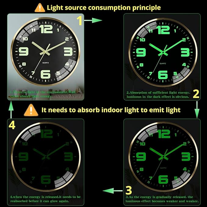 12-inch wall clock, powered by AA batteries, silent operation, large font - Image 6