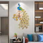 Large Peacock Wall Clock for Living Room Decor, Mid Century Decorative Big Wall - Image 3