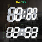 15" 3D LED Digital Wall Clock, Large Decor Wall Clock, Time/Date/Temperature - Image 2