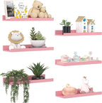 upsimples Pink Shelves for Wall, Living Room, Game Room, 6 Pack Wall Mounted by upsimples