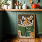 Framed Funny Tiger Wall Art, Motivational Animal Reading Wall Decor Paintings - Image 9