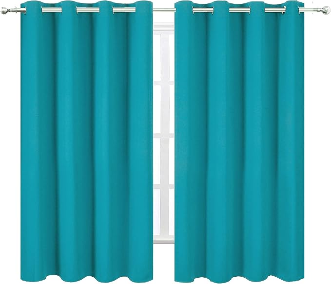 LEMOMO Teal/Turquoise Kids Blackout Bedroom Curtains/52 x 63 Inch/Set of 2 - Image 2