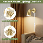 Lomoky Dimmable Wall Sconces Plug in, Adjustable Angle Wall Lamps - Image 4
