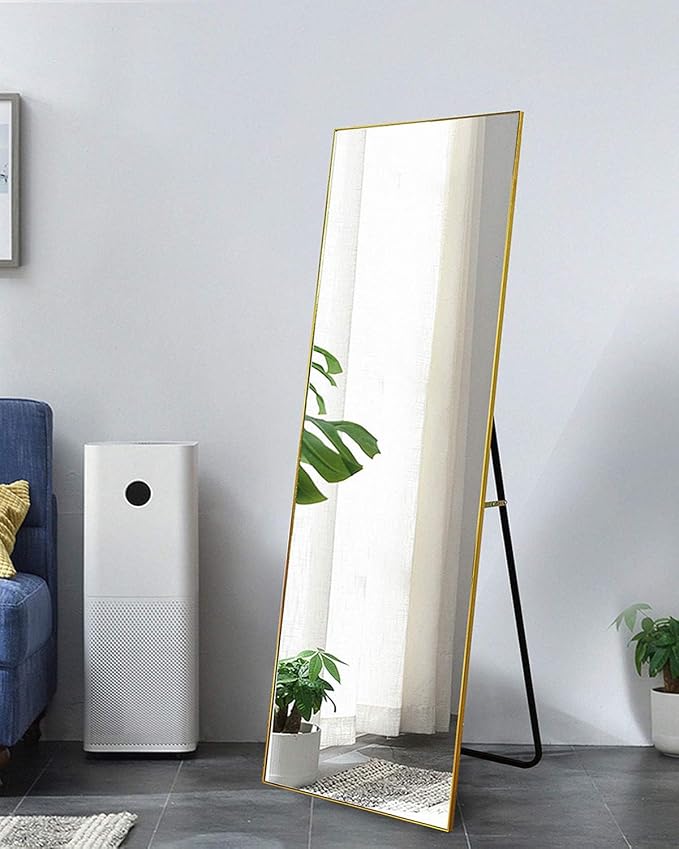 Dewfig Full Length Mirror with Stand, Full Body Mirrors, Hanging or Wall - Image 2